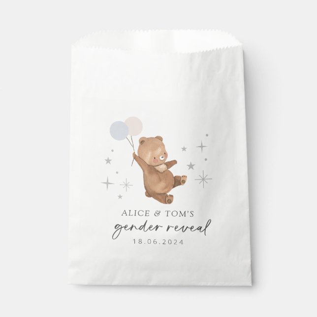 Bolsa De Papel Revelación de género de globos de osito de peluche (Anverso)