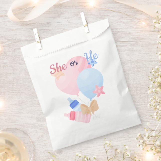 Bolsa De Papel Revelación de Género Ella o Él (Cortado)