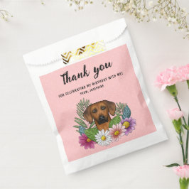 Bolsa De Papel Rhodesian Ridgeback y flores Cumpleaños Gracias