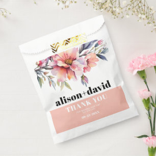 Bolsa De Papel Rhododendron rosa melocotón, tipografía en negrita