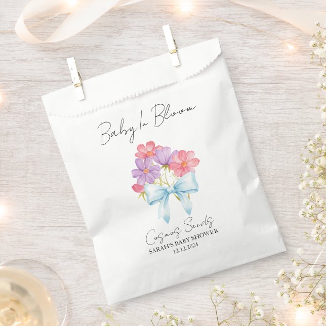 Bolsa De Papel Ribbon | Cosmos Seeds Baby Shower Favor Bag (Cortado)
