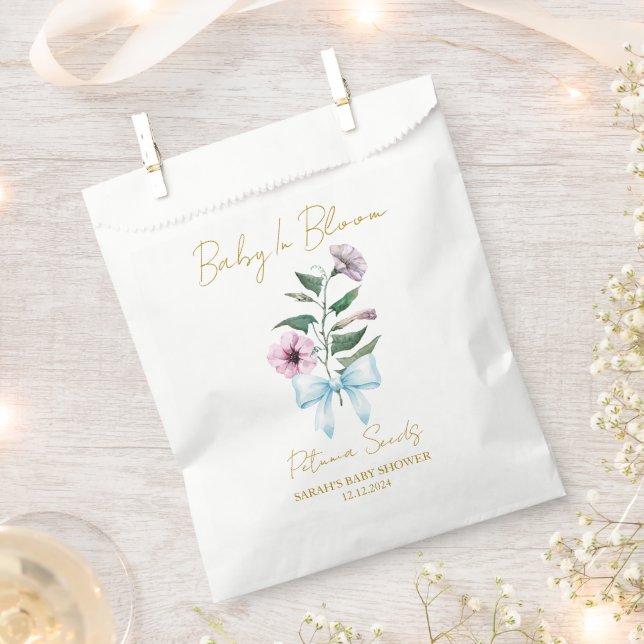 Bolsa De Papel Ribbon | Petunia Seeds Baby Shower Favor Bag (Cortado)