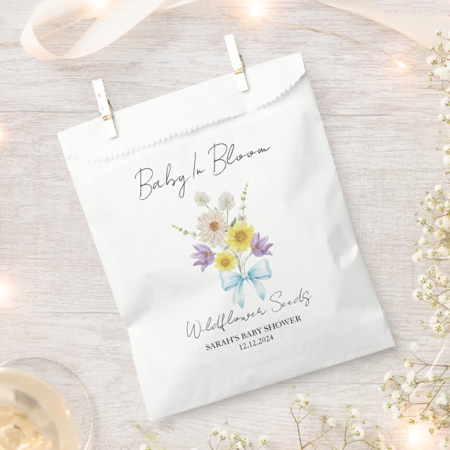 Bolsa De Papel Ribbon | Wildflower Seeds Baby Shower Favor Bag (Cortado)