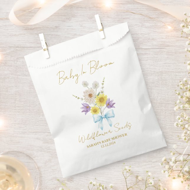 Bolsa De Papel Ribbon | Wildflower Seeds Baby Shower Favor Bag (Cortado)