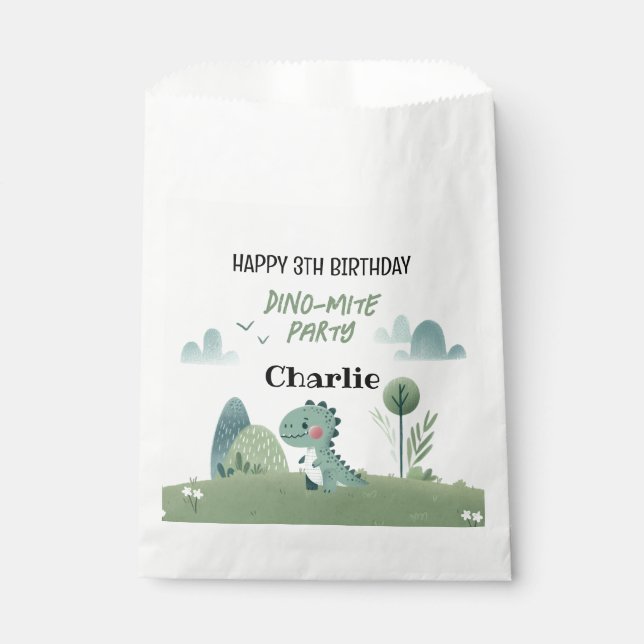 Bolsa De Papel Roarsome Dino Birthday  (Anverso)