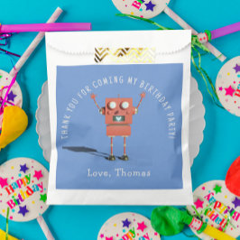 Bolsa De Papel Robot rojo 3D niños fiesta de cumpleaños gracias