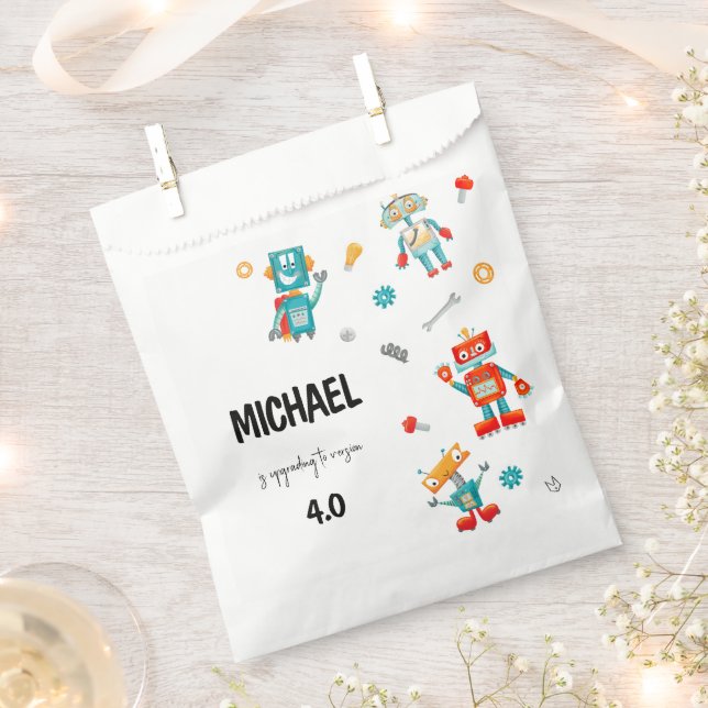 Bolsa De Papel Robots Lindos  (Cortado)