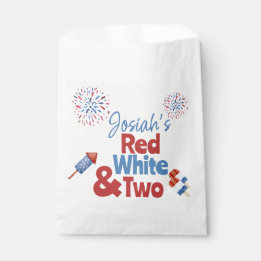 Bolsa De Papel Rojo Blanco y Dos Fiesta de Cumpleaños