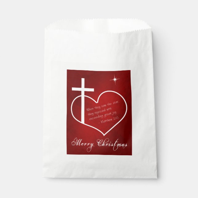 Bolsa De Papel Rojo de la Navidad cristiana (Anverso)
