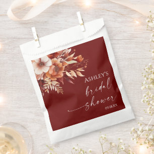 Bolsa De Papel Rojos Florales Burgundy Oxidados Desgastados Boda