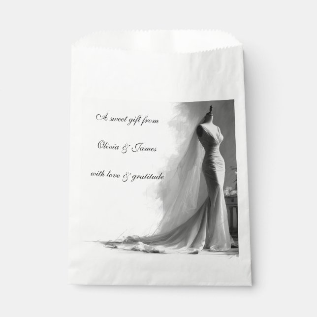 Bolsa De Papel Romantic Bridal Sketch Wedding Favor Bag  (Anverso)