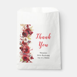 Bolsa De Papel Romantic Red Roses Floral Birthday Party