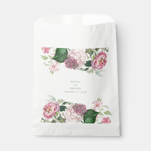 Bolsa De Papel Romántica acuarela Flores rosadas Boda Jardín (Anverso)