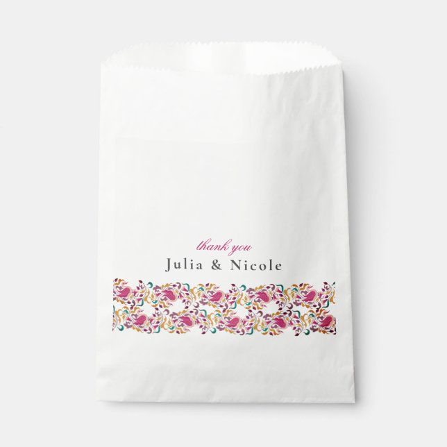 Bolsa De Papel Romántico Boda de marco floral de Pearl Swan (Anverso)