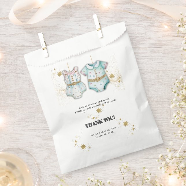 Bolsa De Papel Ropa capilar sincera de género Baby Shower neutro (Cortado)