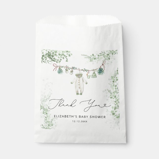 Bolsa De Papel Ropa de bebé Boho Eucalyptus Baby Shower Gracias (Anverso)