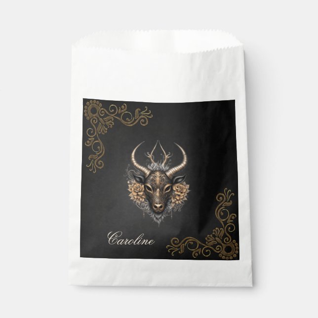 Bolsa De Papel Ropa elegante de oro negro (Anverso)