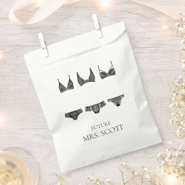 Bolsa De Papel Ropa interior rosa y negra para ducha de novia Reg (Cortado)