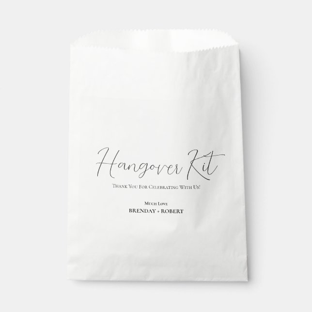 Bolsa De Papel Ropa negra Simple Script Hangover Recovery Kit (Anverso)