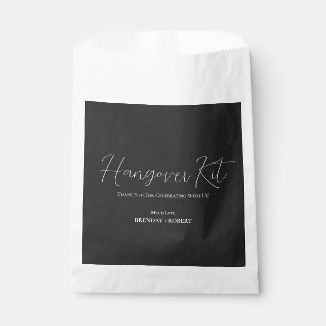 Bolsa De Papel Ropa negra Simple Script Hangover Recovery Kit (Anverso)