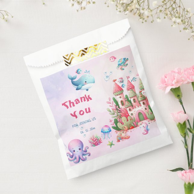 Bolsa De Papel Rosa Bajo El Mar Chica Baby Shower (Sellado)