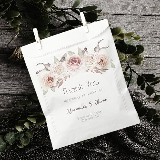 Bolsa De Papel Rosa Boda bohemio (Bohemian Rose Wedding Favor Bag)