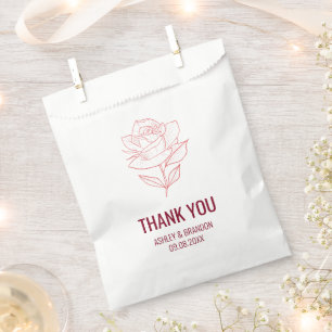 Bolsa De Papel Rosa Botánica de Borgoña Agradecimiento de Boda