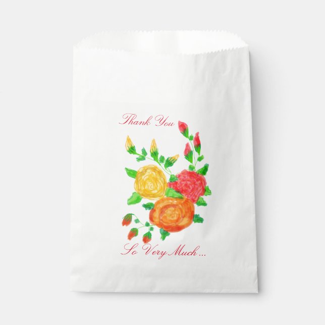 Bolsa De Papel Rosa colorido florido (Anverso)