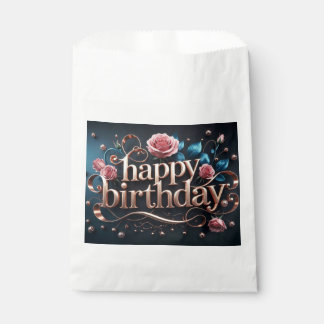 Bolsa De Papel Rosa de cumpleaños dorado lujoso y elegante extrav