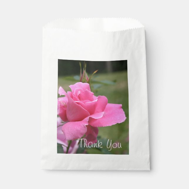 Bolsa De Papel Rosa de jardín rosado Floral (Anverso)