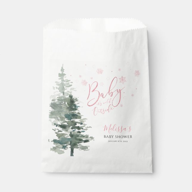 Bolsa De Papel Rosa de los bosques de invierno hace frío fuera de (Anverso)