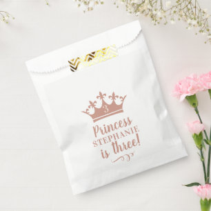 Bolsa De Papel Rosa Fiesta de Princesa Personalizada de la Corona