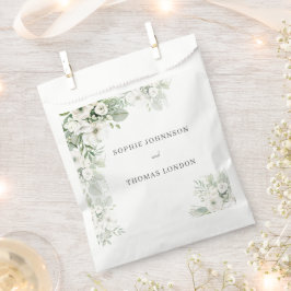 Bolsa De Papel Rosa floral verde turbio boda acuarela