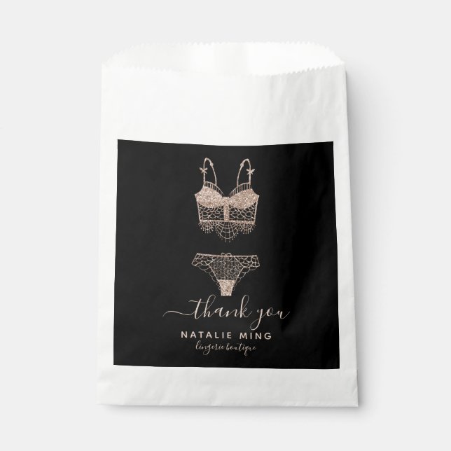 Bolsa De Papel Rosa Gold Lingerie Boutique Gracias (Anverso)