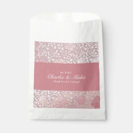 Bolsa De Papel Rosa Pastel Antiguo Floral Plateado 