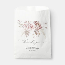 Bolsa De Papel Rosa polvoriento Boho Rubor Flores Ducha de novias