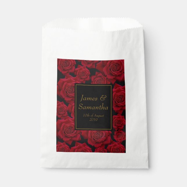 Bolsa De Papel Rosa Roja Elegante - Boda (Anverso)