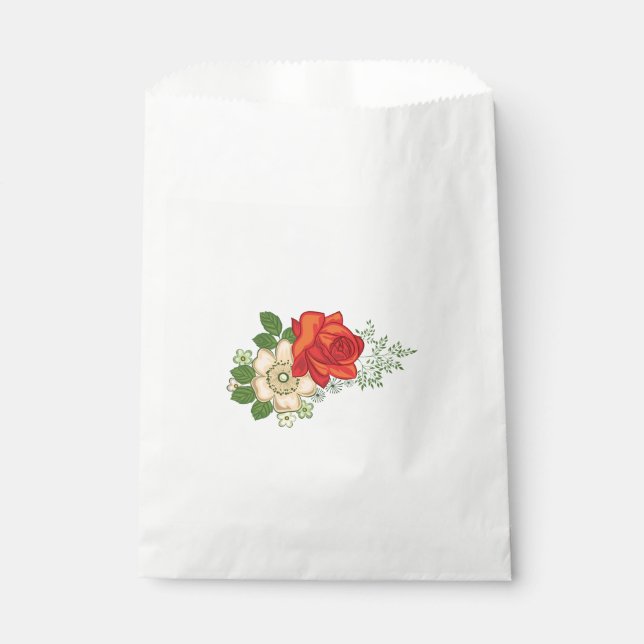 Bolsa De Papel Rosa Roja y Margaritas (Anverso)