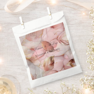 Bolsa De Papel Rosa romántico Rubor Pink Gold Leaf Bridal Shower