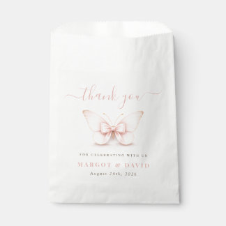 Bolsa De Papel Rosa Sonrojado Mariposa Pequeña Lazo Niña Baby Sho