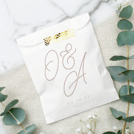 Bolsa De Papel Rosa Taupe | Script Watermark Monogram Boda