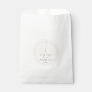 Bolsa De Papel Rosario del bautismo en rosa