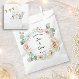 Bolsa De Papel Rosas acuarelas Celebración del amor con nombres