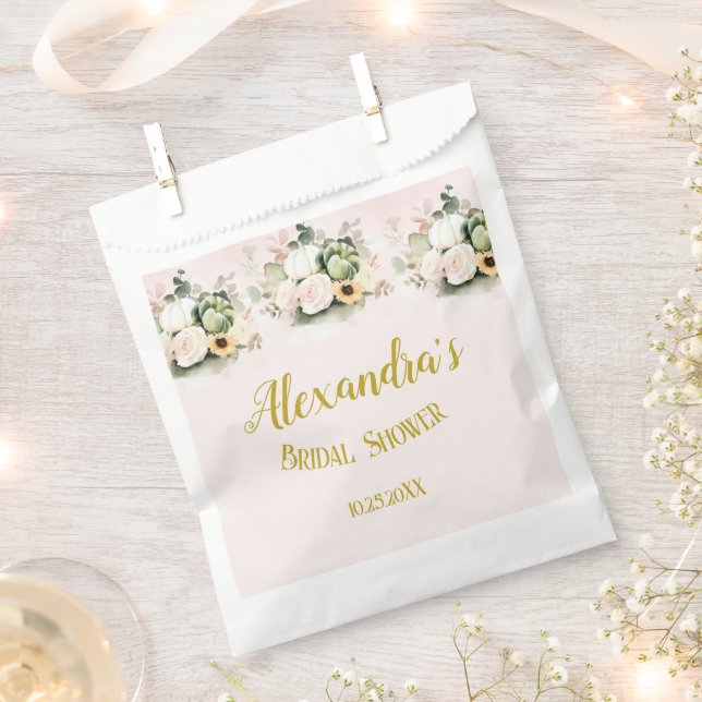 Bolsa De Papel Rosas Blancas Caen Calabazas (Cortado)