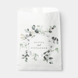 Bolsa De Papel Rosas blancas y verde boda floral monograma F