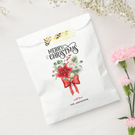 Bolsa De Papel Rosas de Poinsettia Navidades Flores Bouquet