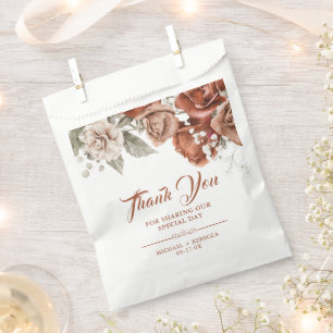 Bolsa De Papel Rosas de Terracota Naranja Quemada Boda Floral