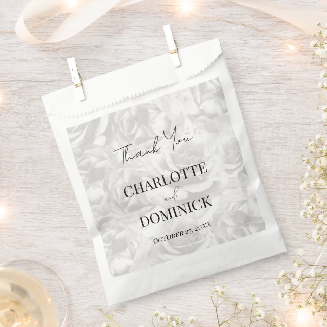 Bolsa De Papel Rosas grises desfasados Boda personalizado gracias (Cortado)