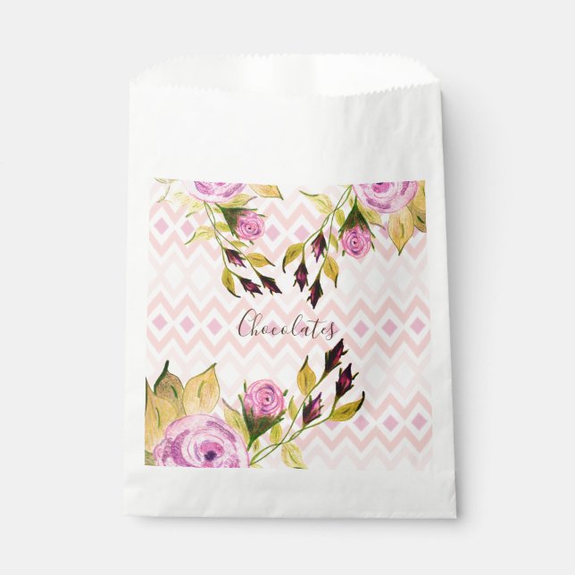 Bolsa De Papel Rosas morados florales (Anverso)