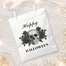 Bolsa De Papel Rosas negros góticos y cráneo feliz Halloween
